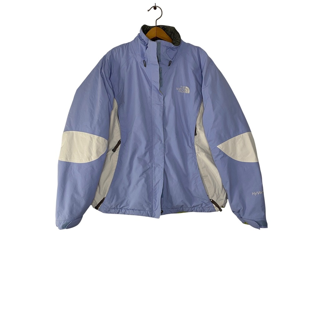 The North Face HyVent Ski Jacket Purple White Colorblock Waterproof Hooded Coat